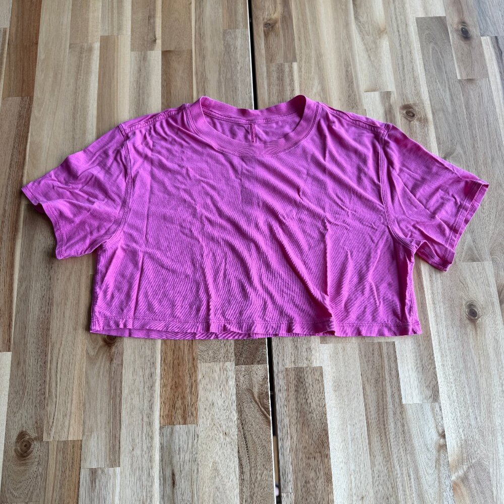 Lululemon All Yours Cropped T-Shirt in Sonic Pink